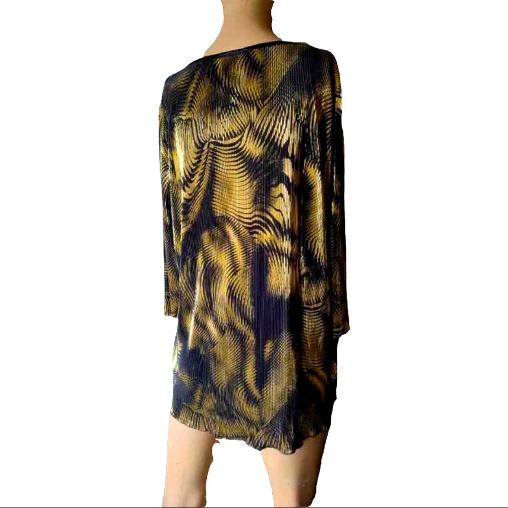 Vintage, black and gold,psychedelic, disco blouse. Shiny acid pattern. Unique